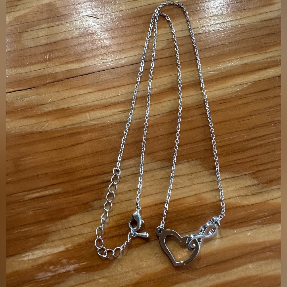 Silver tone Heart Infinity Necklace